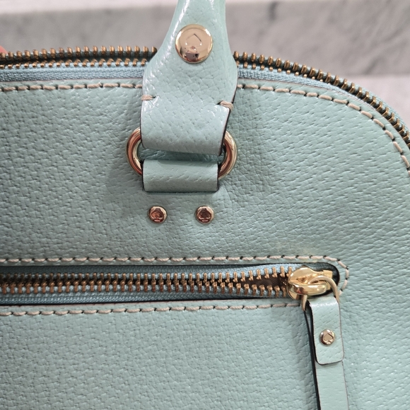 Kate Spade Satchel Bag Purse with Double Zipper 8" Drop - Aqua - Picture 10 of 16